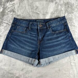 Aeropostale Women's Sz 12 Jeans Shorts Low Rise Midi Cuffed Dark Wash Stretchy